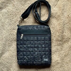 Lug Gray screenprint crossbody purse